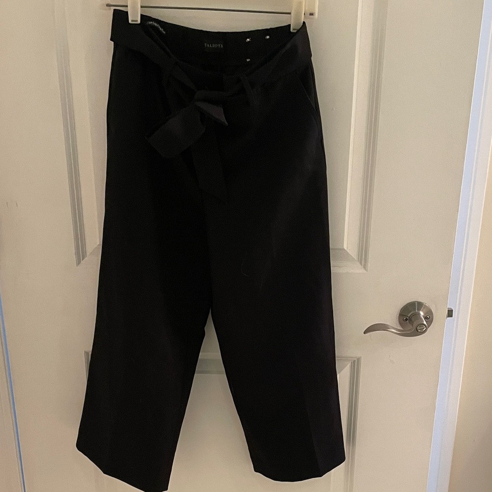 Petite Talbots belted wide leg crop pant